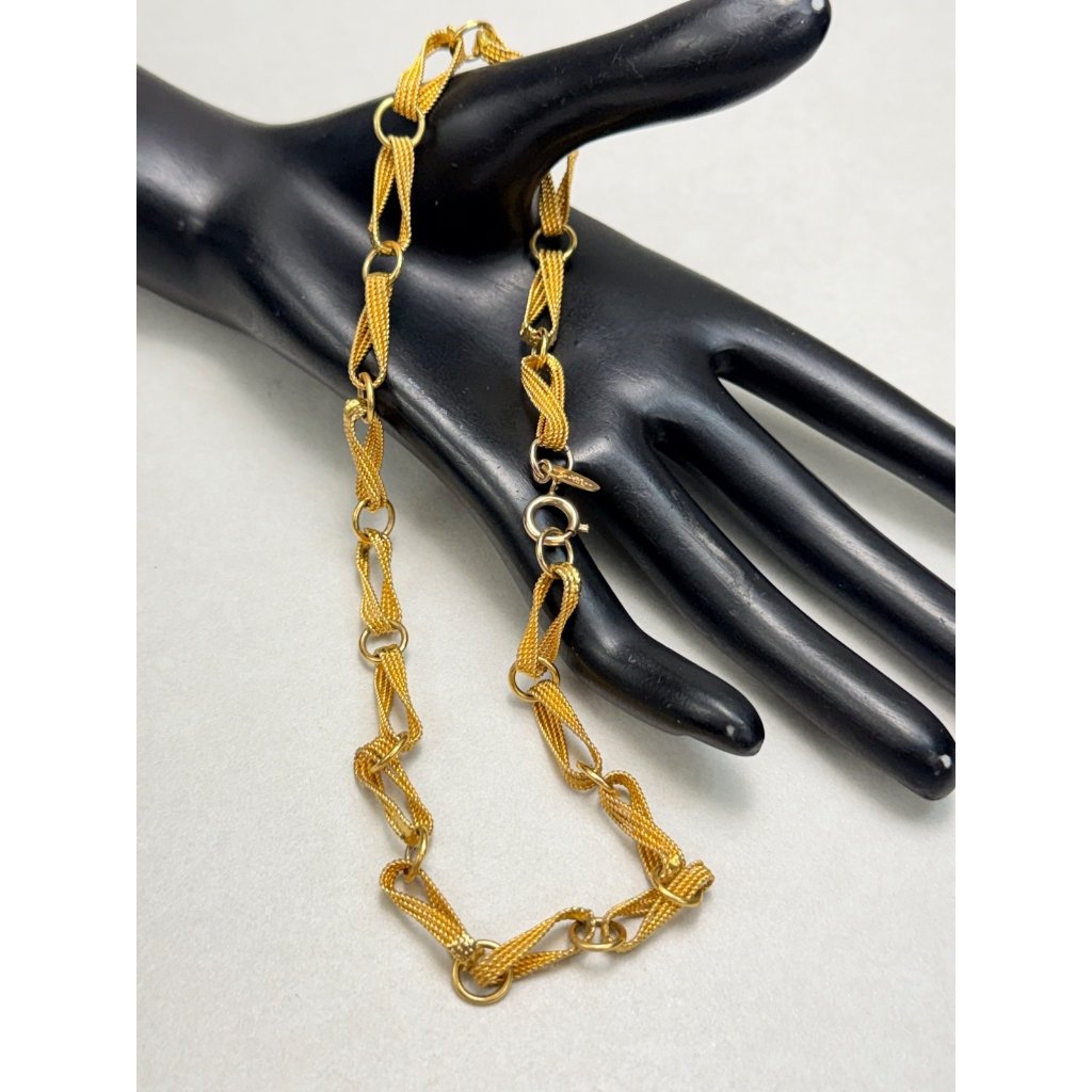 Les Bernard Gold Tone Rope Link Statement Necklace Choker Vintage Designer